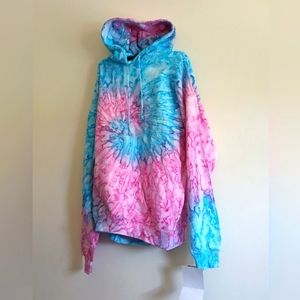 NWT Kara Hub Pink & Blue Sherbert Tie Dye Hoodie Size Xlarge